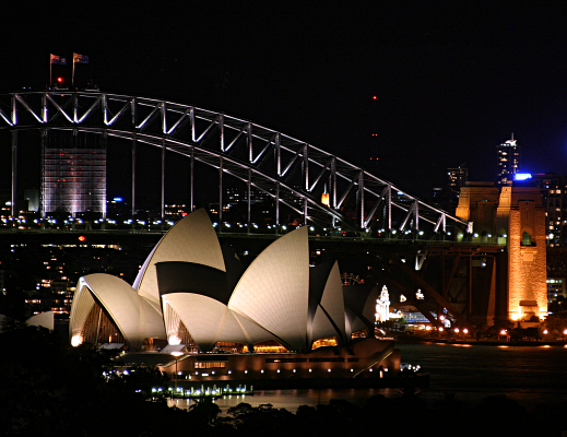 Sails on Sydney Harbour - Sydney Opera House at Night