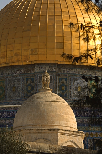 Yerushalayim - Jerusalem, the Kotel and the Temple Mount -- Har haBayit - Two Domes on the Temple Mount